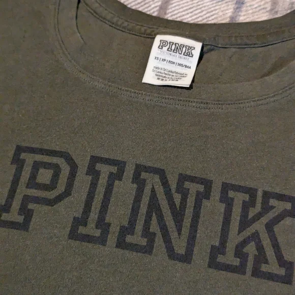 Victoria's Secret Pink T-shirt XS, army green - Picture 2 of 5